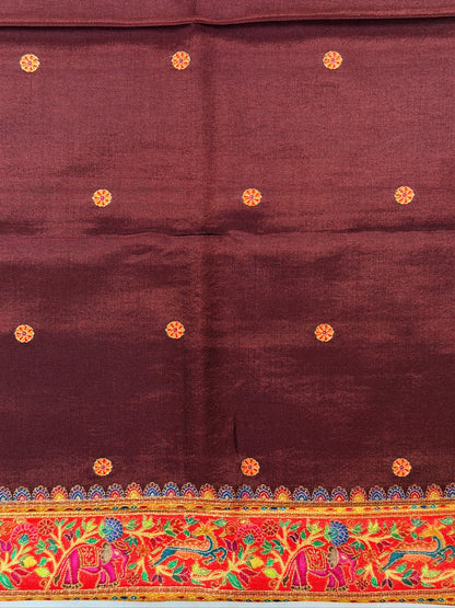 UTSAV BANARAS 479: Lilac Mauve Butter Silk Saree with Kalamkari Position Print &amp; Contrast Blouse