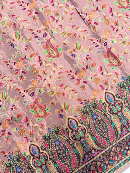 UTSAV BANARAS 478B: Dusty Grey Butter Silk Saree with Royal Paisley Position Print &amp; Contrast Blouse