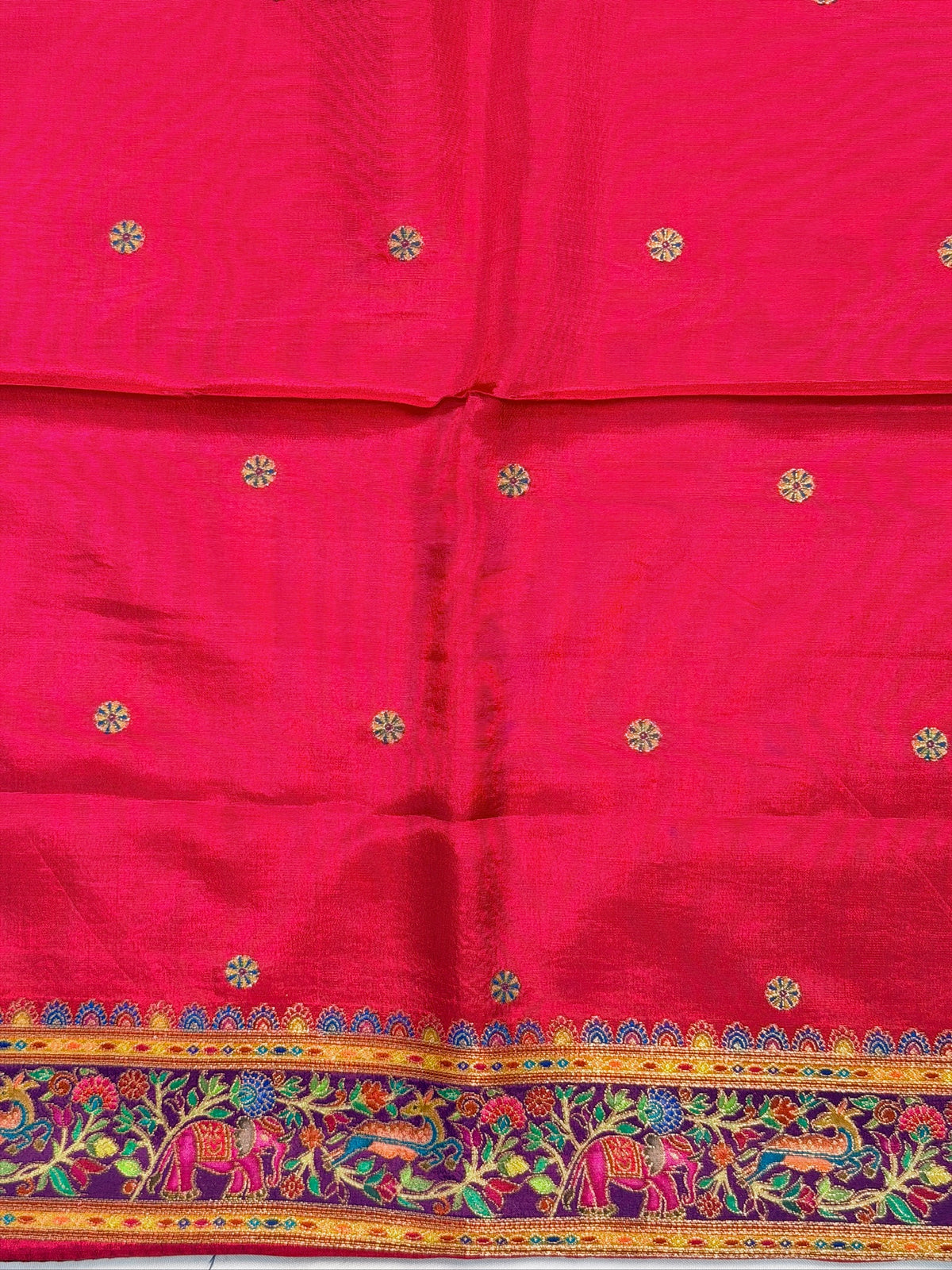 UTSAV BANARAS 479H: Cobalt Blue Butter Silk Saree with Kalamkari Position Print &amp; Contrast Blouse