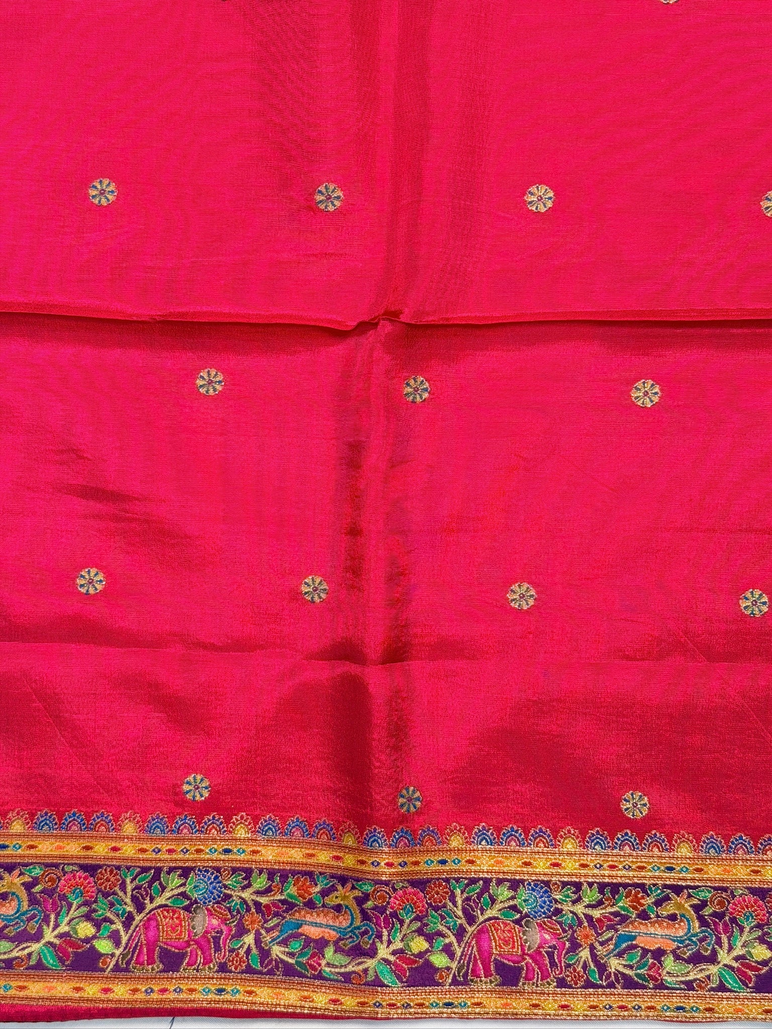 UTSAV BANARAS 479H: Cobalt Blue Butter Silk Saree with Kalamkari Position Print &amp; Contrast Blouse