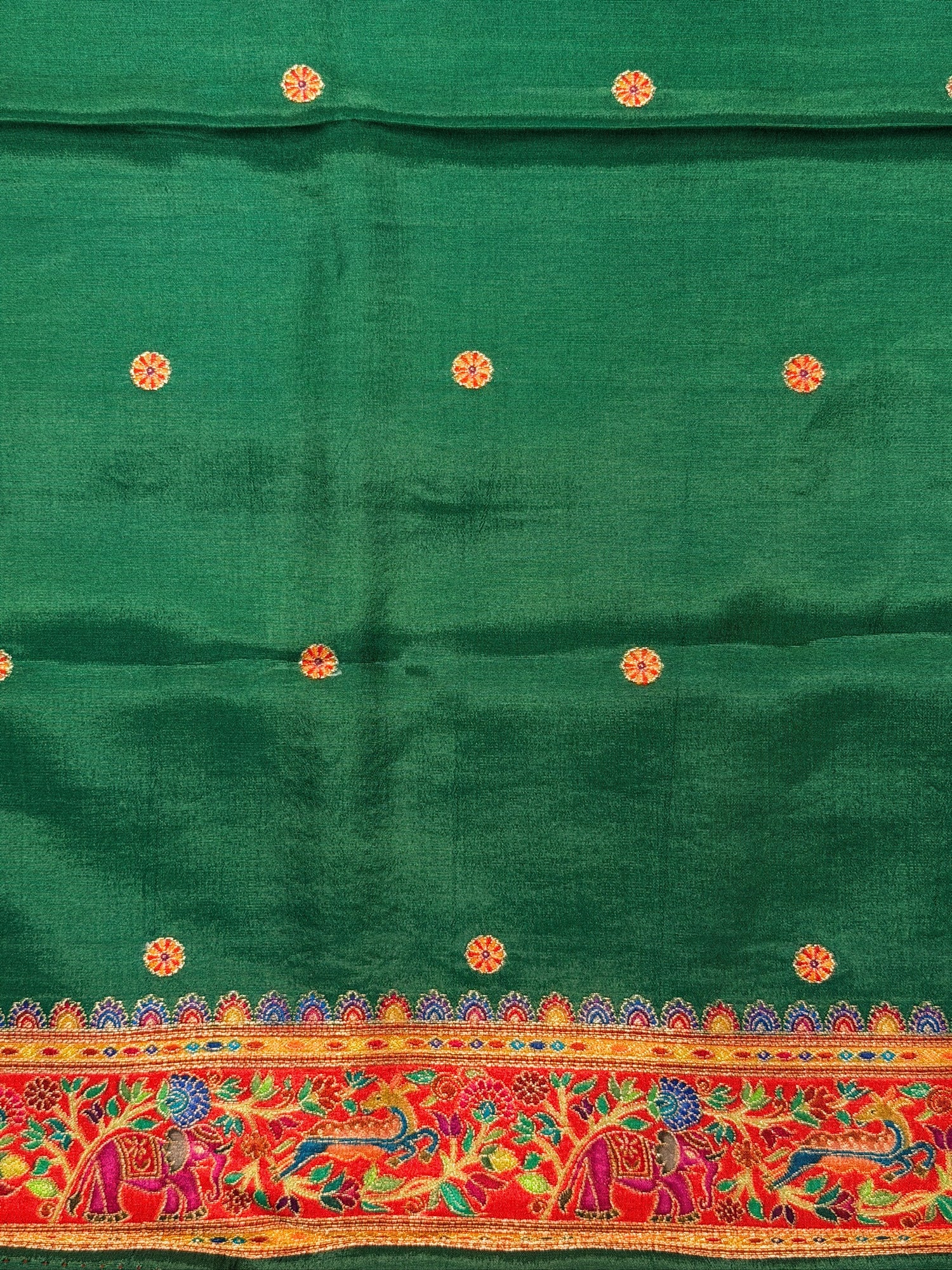 UTSAV BANARAS 479F: Classic Red Butter Silk Saree with Kalamkari Position Print &amp; Contrast Blouse