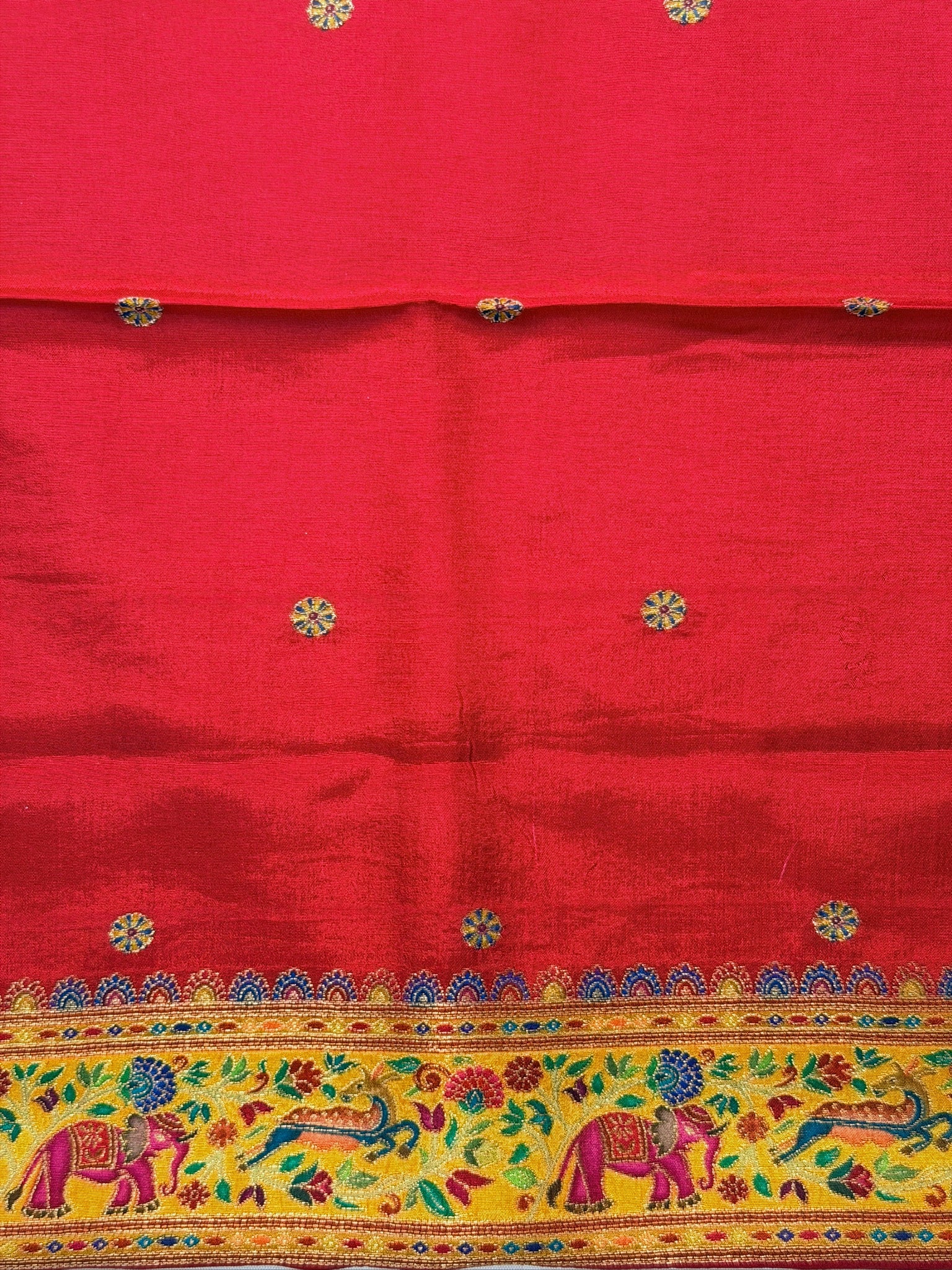 UTSAV BANARAS 479A: Light Green Butter Silk Saree with Kalamkari Position Print &amp; Contrast Blouse