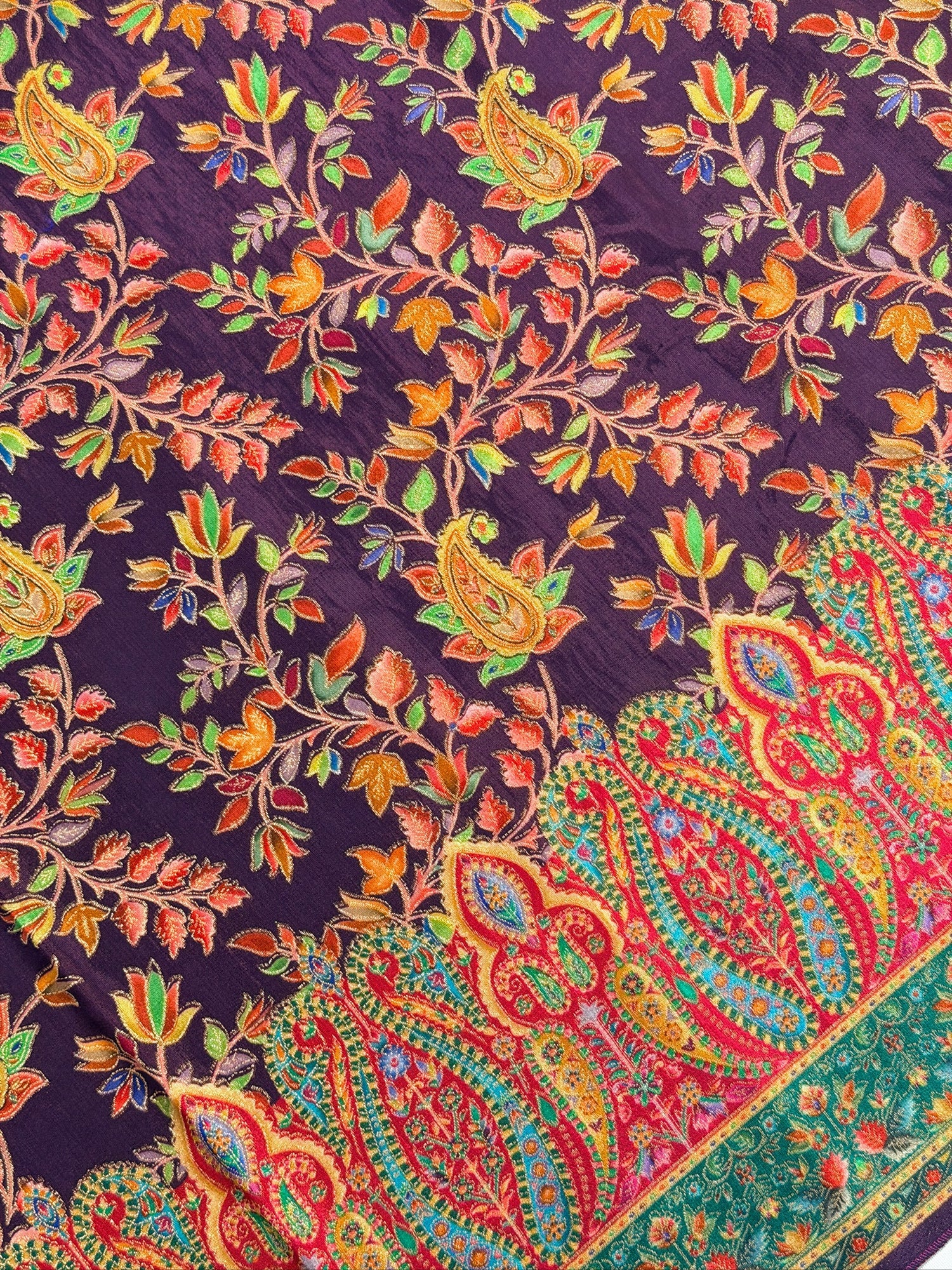UTSAV BANARAS 478E: Purple Butter Silk Saree with Royal Paisley Position Print &amp; Contrast Blouse