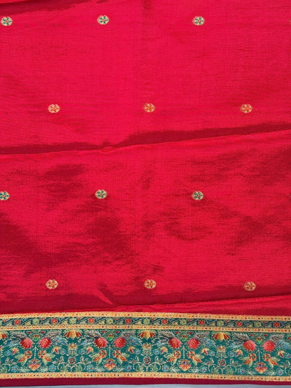 UTSAV BANARAS 478E: Purple Butter Silk Saree with Royal Paisley Position Print &amp; Contrast Blouse