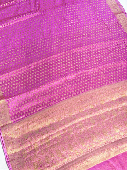 UTSAV Banaras 424: Lotus Pink Premium Mashru Silk Saree with Khaddi buti &amp; Traditional Banarasi Border