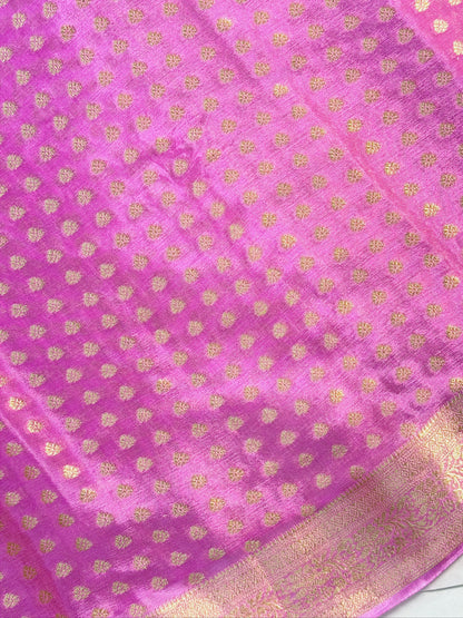 UTSAV Banaras 424: Lotus Pink Premium Mashru Silk Saree with Khaddi buti &amp; Traditional Banarasi Border