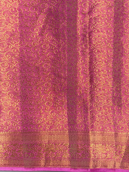 UTSAV Banaras 424: Lotus Pink Premium Mashru Silk Saree with Khaddi buti &amp; Traditional Banarasi Border