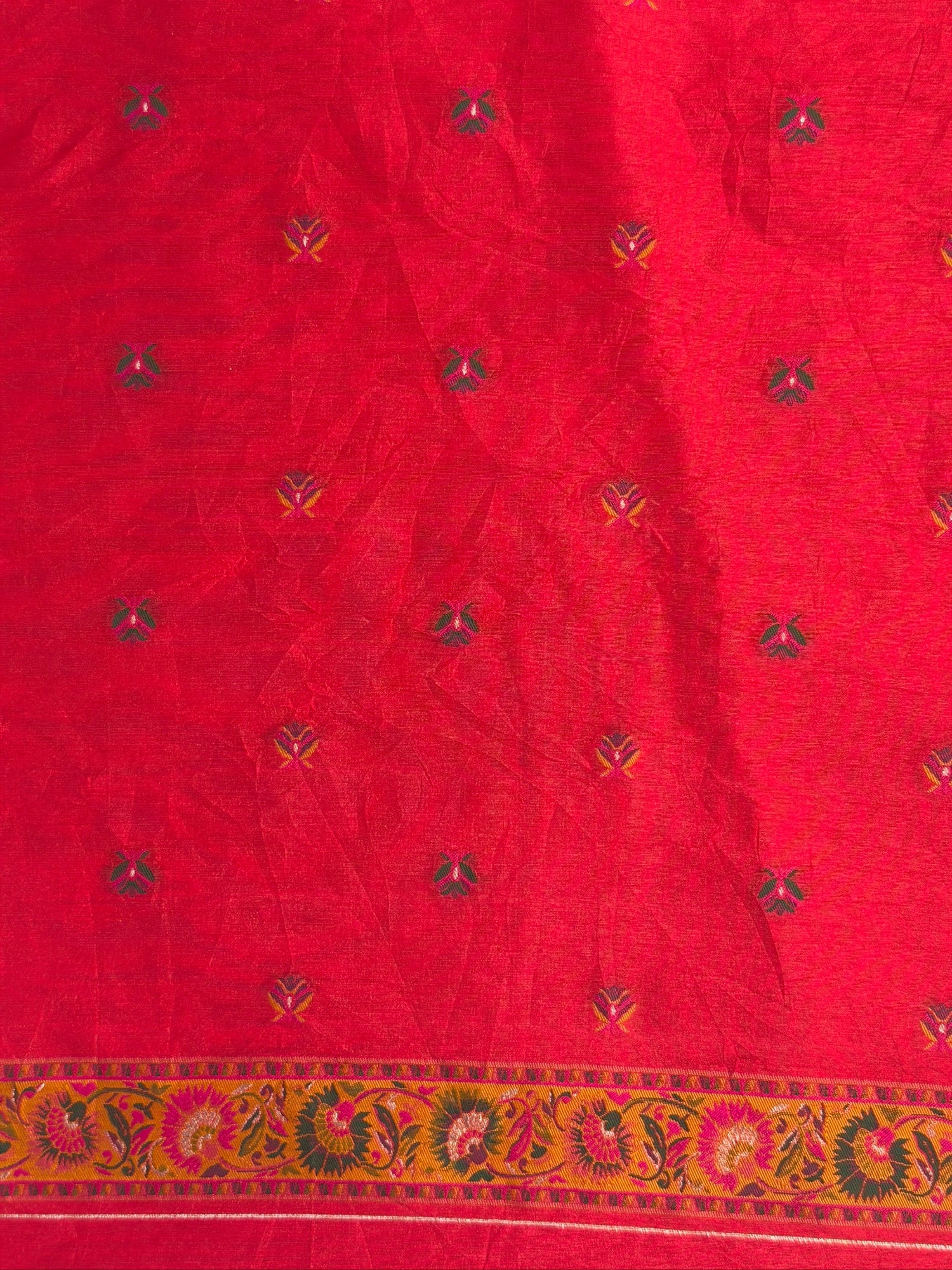 UTSAV BANARAS 444: Royal Red Pashmina silk saree with Gold Zari &amp; Meenakari Heritage Pallu