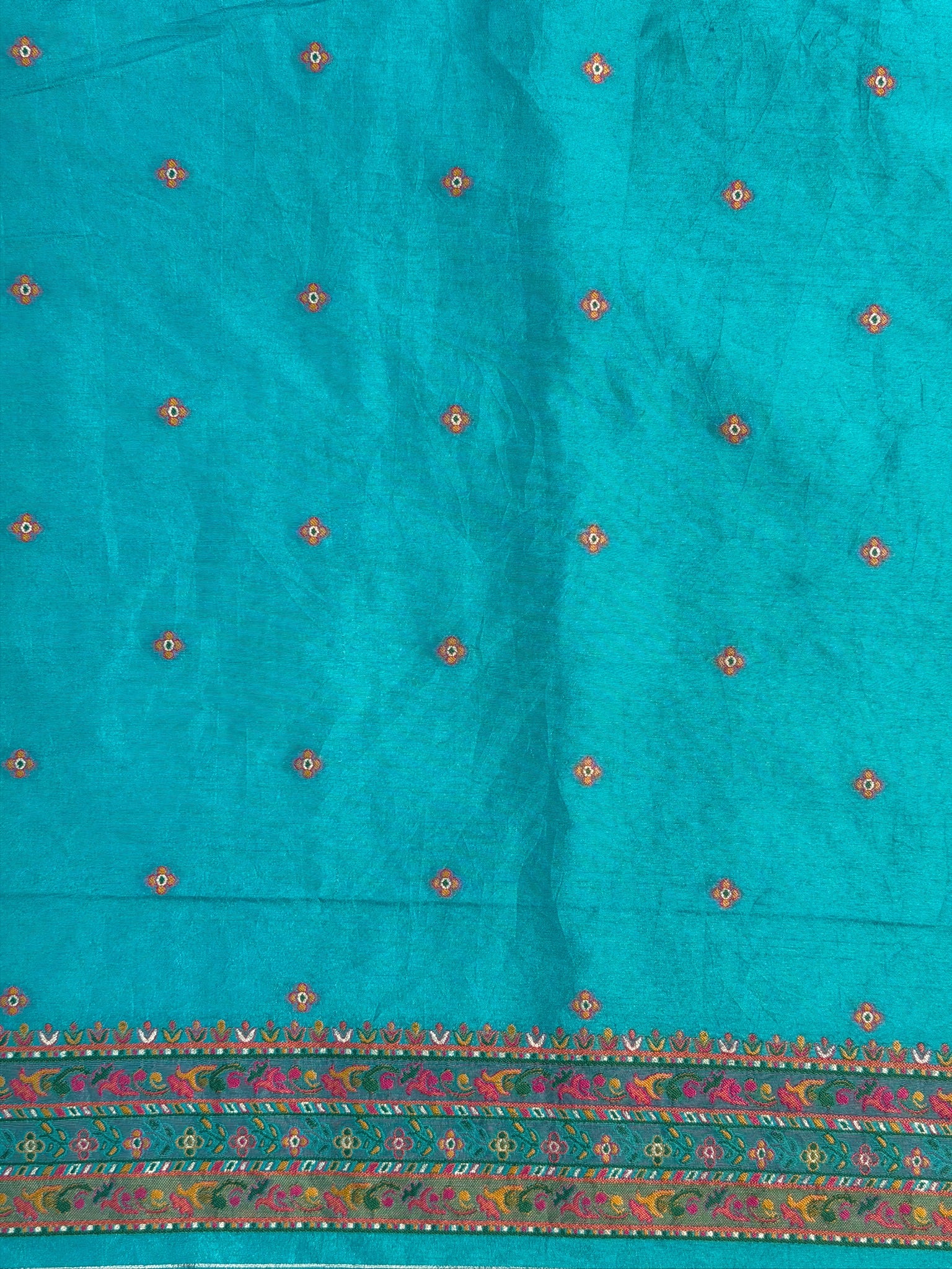 UTSAV BANARAS 446: Premium Pashmina silk saree Meenakari Resham Weaving Saree Turquoise Blue Floral Banarasi Elegance