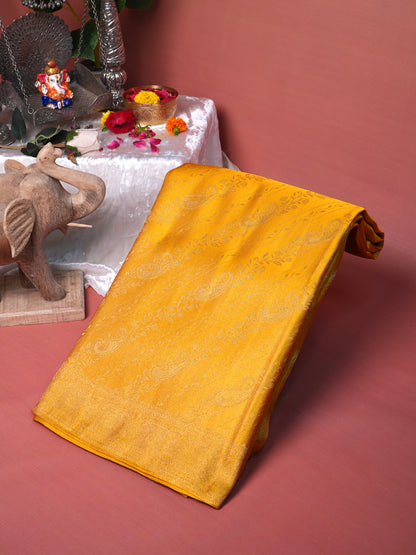 UTSAV BANARAS 442: Mashru Silk Banarasi Saree – Mustard Gold with Elegant Self Weaving