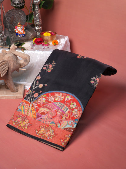 UTSAV BANARAS 476: Dusty Mauve Butter Silk Saree with Royal Paisley Position Print &amp; Contrast Blouse