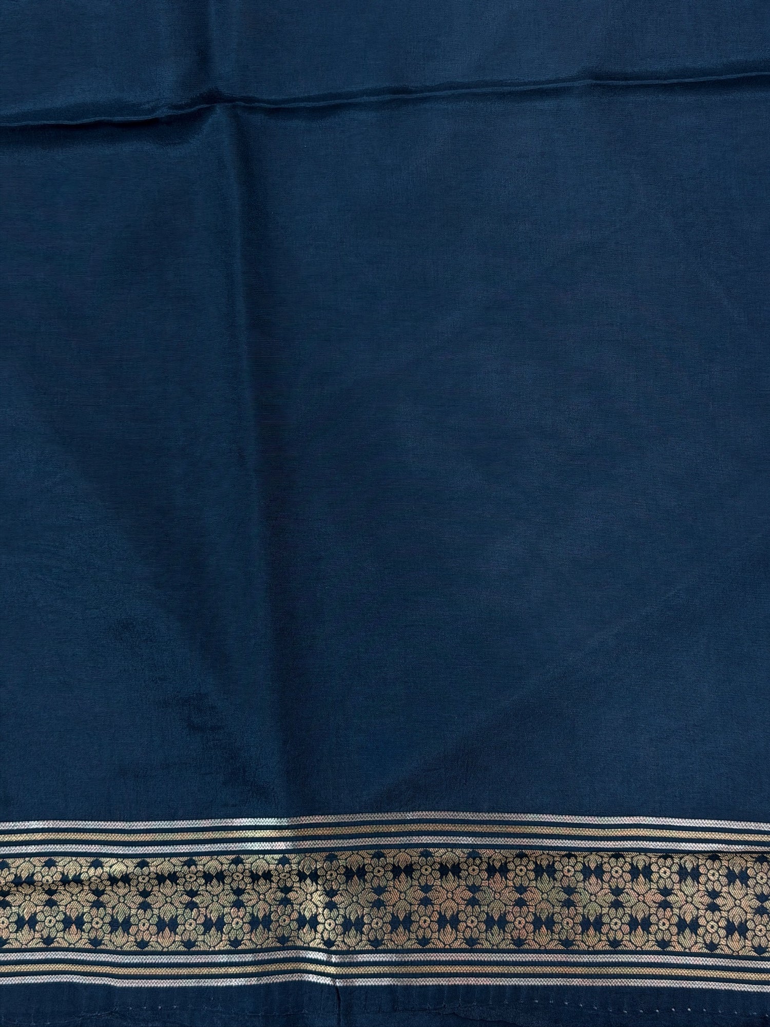UTSAV BANARAS 431: Royal Steel Blue Mulberry Silk Saree with Gold Zari Elephant Motifs &amp; Banarasi Border