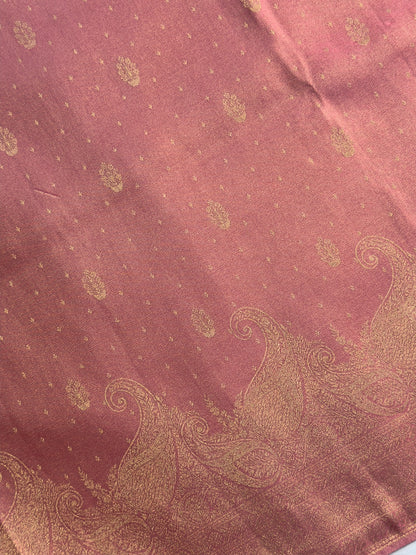 UTSAV BANARAS 439:  Elegant Rose Pink Soft Tissue Silk Saree with Gold Zari Paisley Border