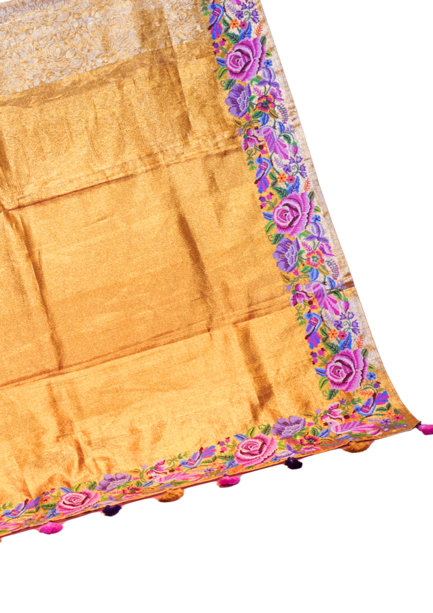 "VIRASAT 275" Banarasi Gold Brocade Kanjivaram Silk Saree with Stunning Meenkari Border