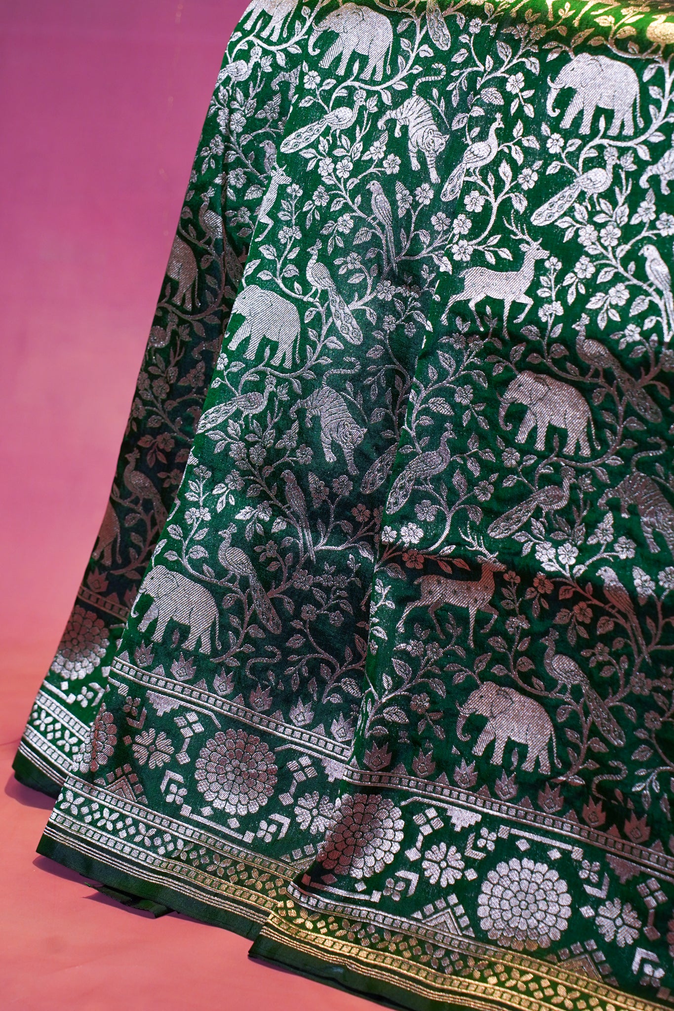 "VIRASAT 265" Banarasi Pure Brocade Zari Shikargah Silk Saree