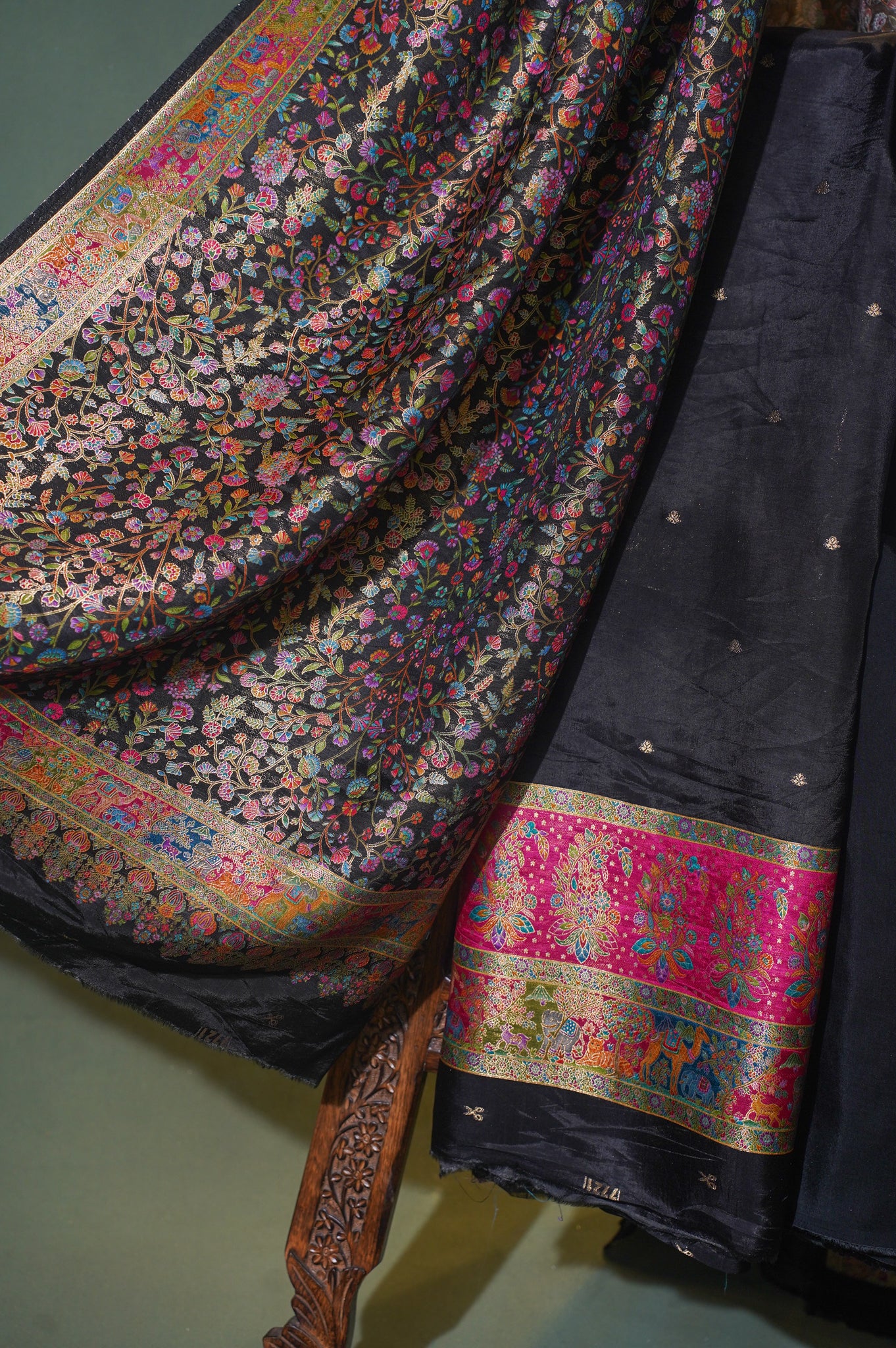 Majestic Black Meenakari Brocade Silk Suit Set