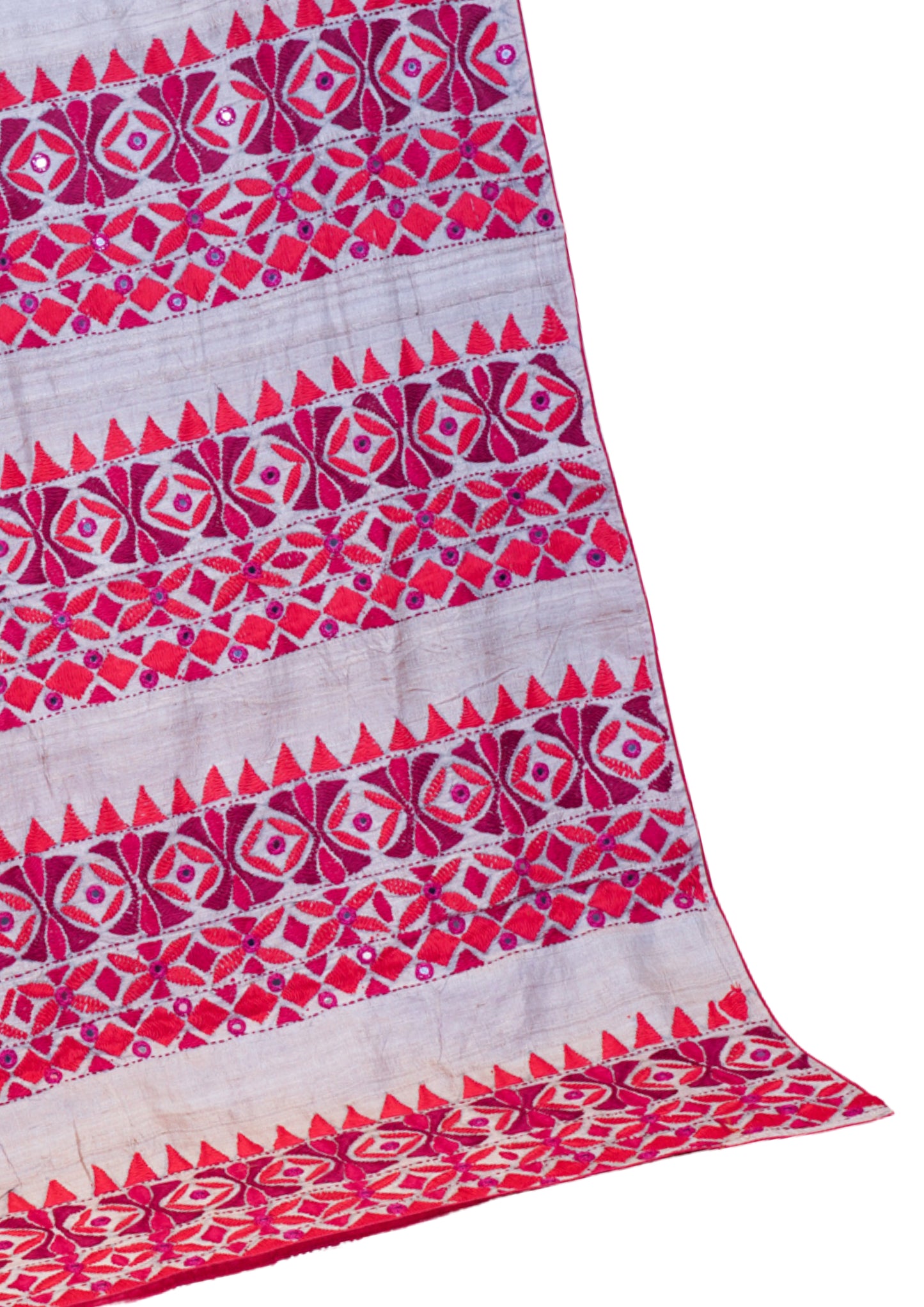 "Virasat 260" Banarasi Kosa Silk Kachhi Kadhai Hnadicraft Mirror Work Saree