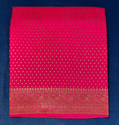 Puniya: Pure Malda Silk Saree in Rose Hue with Antique Zari Thousand Buti Design