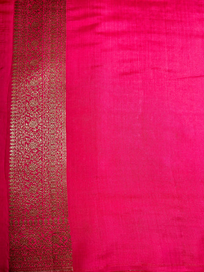 Puniya: Pure Malda Silk Saree in Rose Hue with Antique Zari Thousand Buti Design