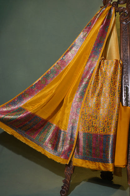 Regal Mustard Yellow Meenakari Brocade Silk Suit Set