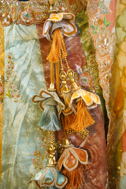 "MANSI 041" Banarasi Tanchui Silk Applique Work Lehenga With Embroidered Cutwork Border