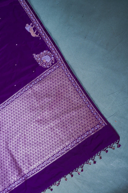 "WAAH BANARAS 112" Banarasi Deep Wine Mango Raw Silk Saree