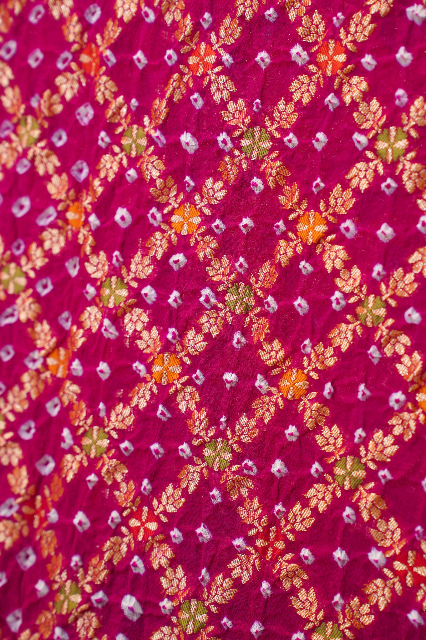 VIRASAT 344: Lovely Rani Pink Banarasi Georgette Silk Bandhani Saree With Meenakari Work on Border