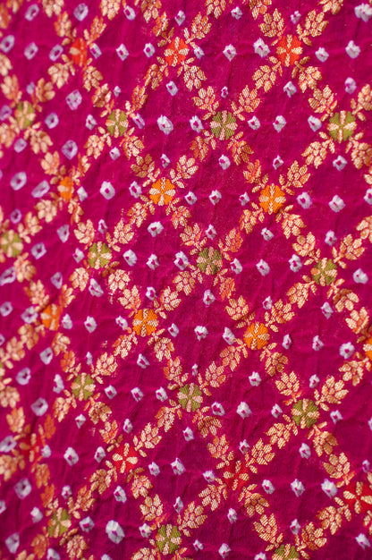 VIRASAT 344: Lovely Rani Pink Banarasi Georgette Silk Bandhani Saree With Meenakari Work on Border