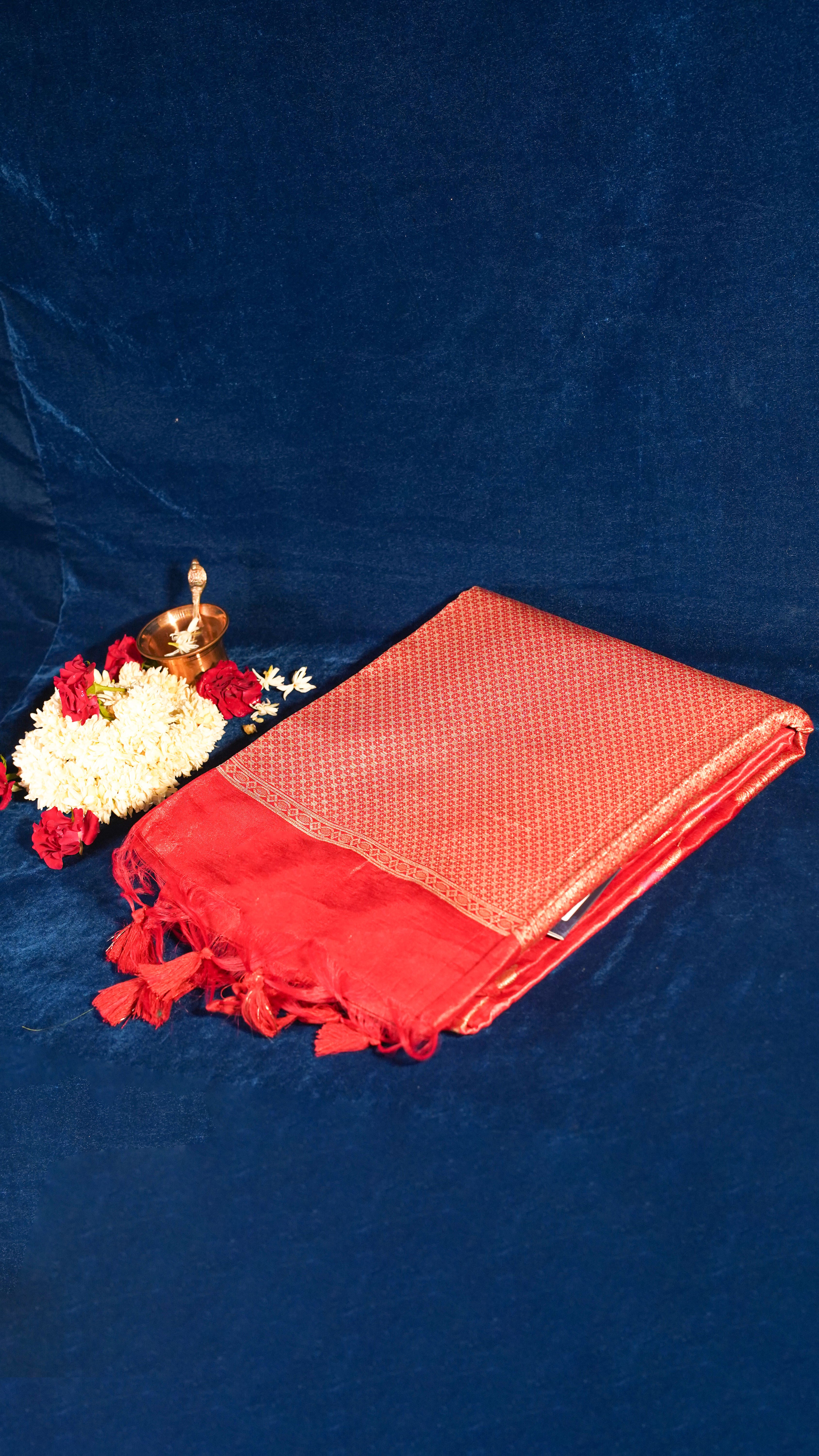 "UTSAV BANARAS 128" Banarasi Red Rangkat Silk Saree