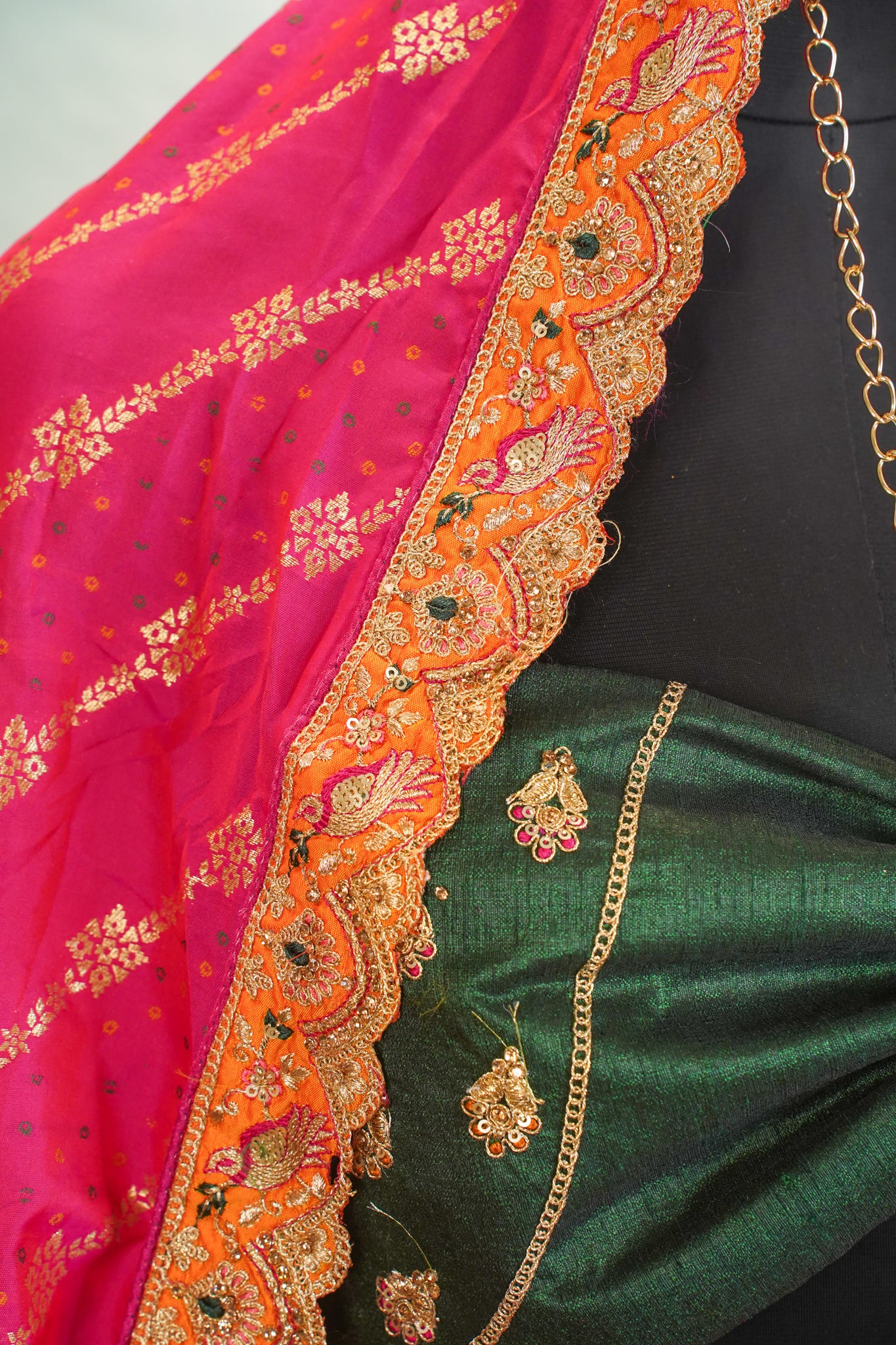 "MANSI 032" Banarasi Silk Lehenga With Cutwork Border & AD Work – A Regal Statement of Tradition