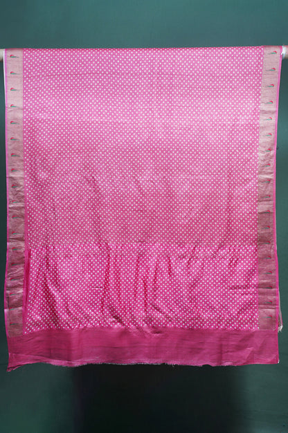 "Founder Choice 023" Banarasi Radiant Rani Pink Paithani Pure Silk Saree With Bandhani Design