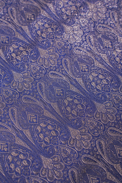 "MCF 17" Banarasi Blue Handloom Tanchui Alfi Jaal Febric