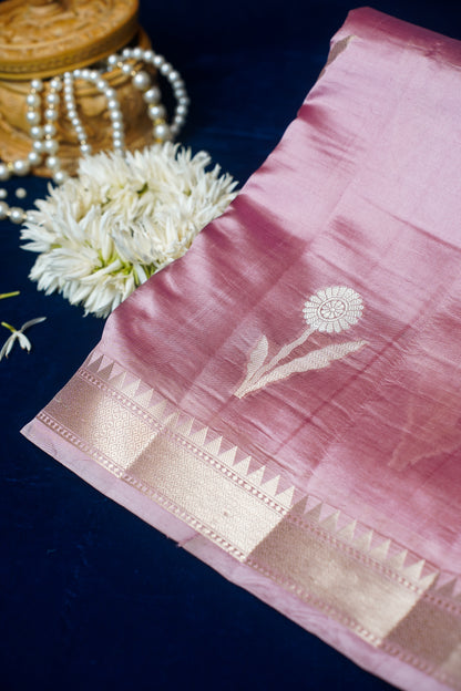 Onion Pink Pure Kadwa Boota Banarasi Saree