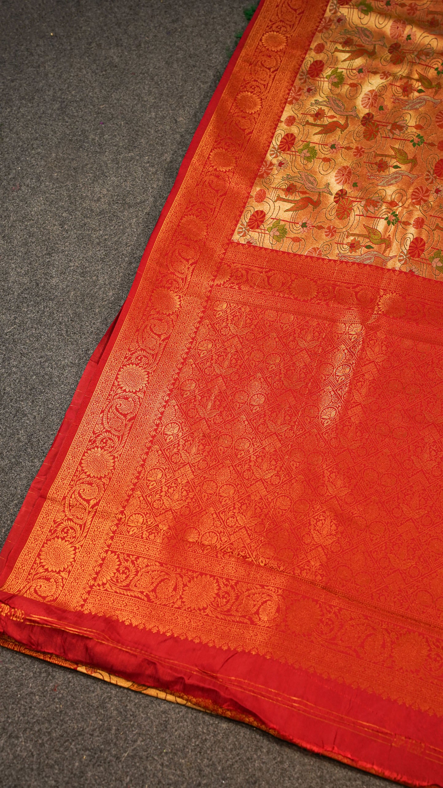 "UTSAV BANARAS 160" Banarasi Golden-Red Kanjivaram Silk Saree
