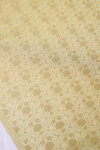 "MCF 24" Banarasi Yellow Handloom Tanchui Alfi Jaal Febric