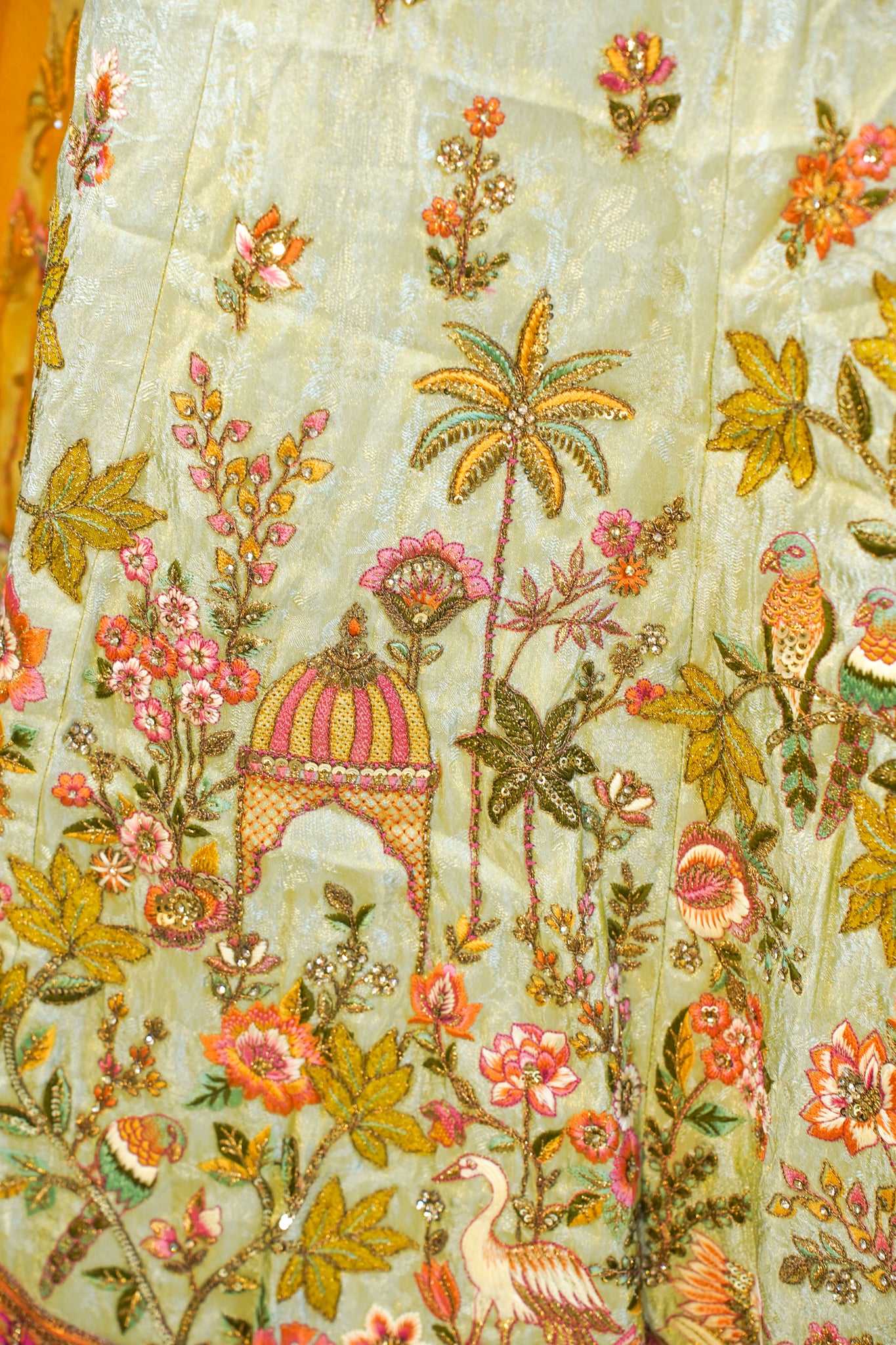 "MANSI 042" Banarasi Tanchui Silk Sequin Work Lehenga with Embroidered Cutwork Border