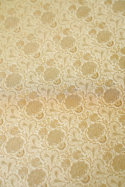 "MCF 24" Banarasi Yellow Handloom Tanchui Alfi Jaal Febric