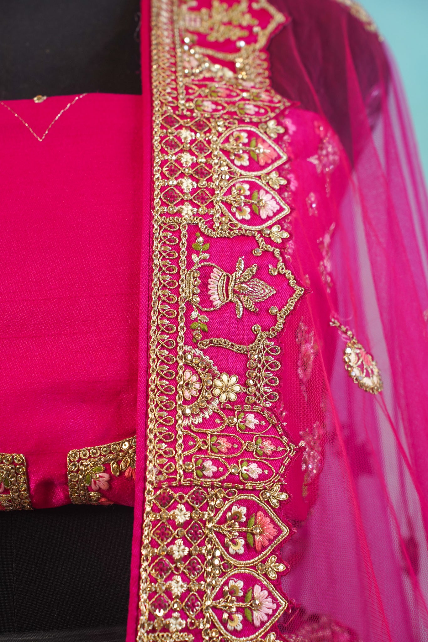 "MANSI 035" Banarasi Munga Silk Lehenga With Cutwork Border &amp; AD Work – Bridal Royalty