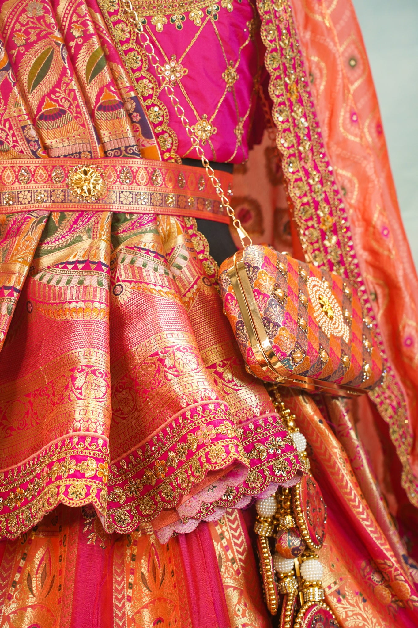 "MANSI 031" Banarasi Radiate Royal Elegance Silk Lehenga With Cutwork Border & AD Work
