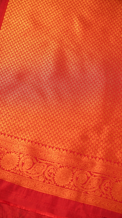"UTSAV BANARAS 160" Banarasi Golden-Red Kanjivaram Silk Saree