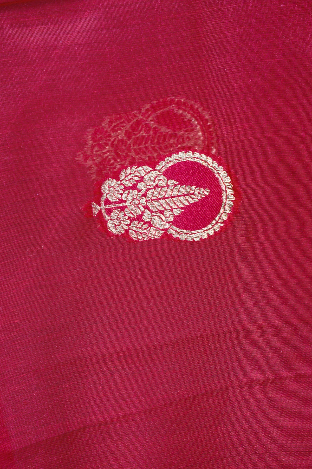 MANSI 118: Pure Red Raw Silk Unstitched Suit Set with Elegant Gold Zari Work