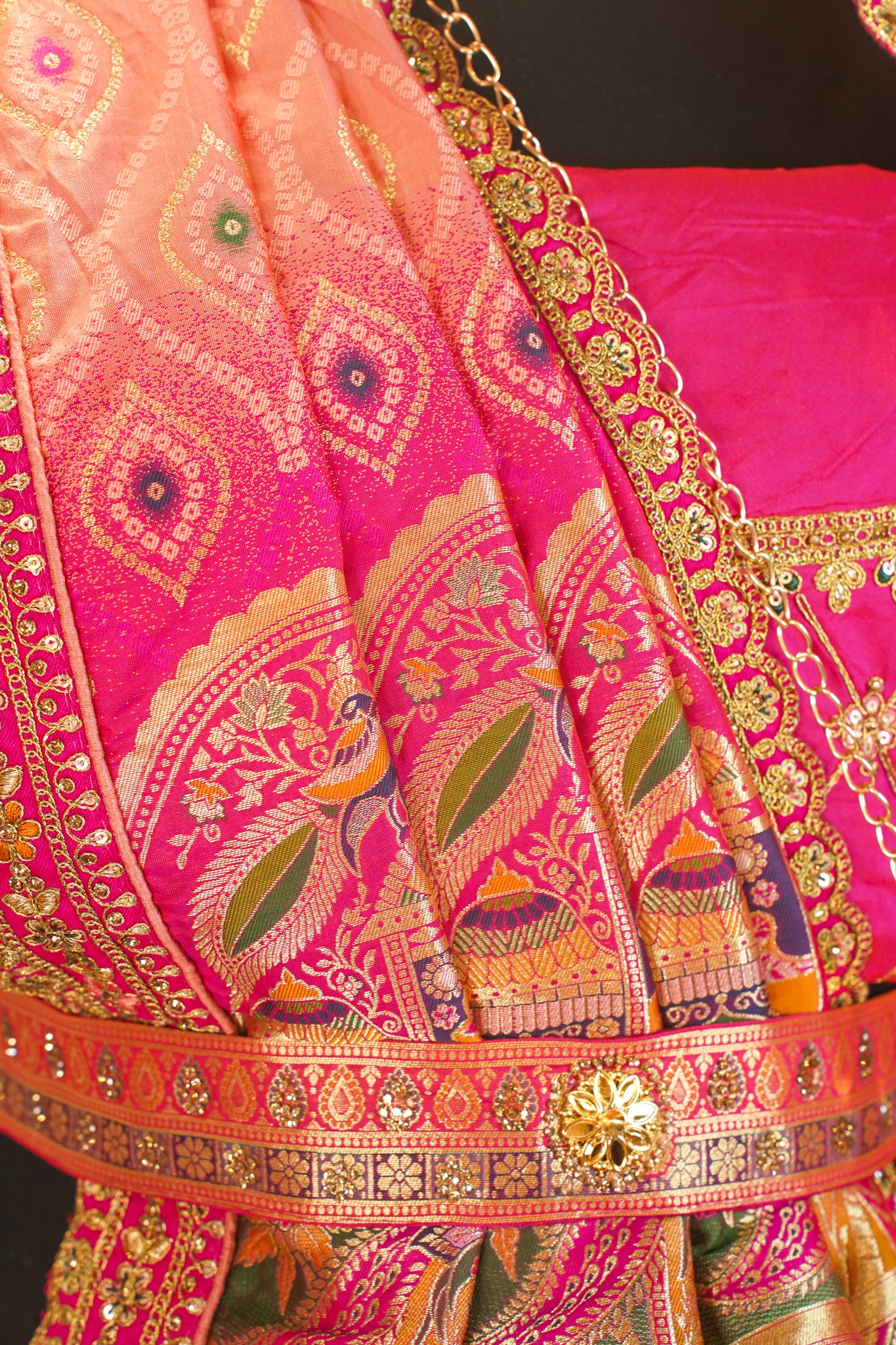 "MANSI 031" Banarasi Radiate Royal Elegance Silk Lehenga With Cutwork Border & AD Work