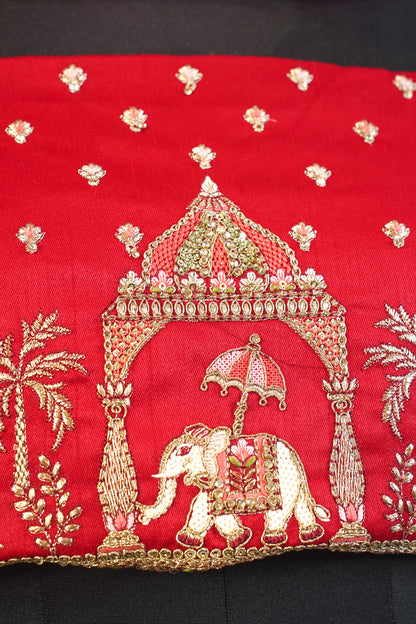 "MANSI 040" Banarasi Munga Silk Lehenga with Cutwork Border & AD Work – A Bridal Masterpiece