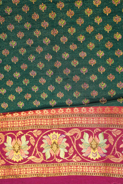"Waah Banaras 086" Banarasi Meenakari Pashmina Silk Saree with Peacock & Royal Motifs