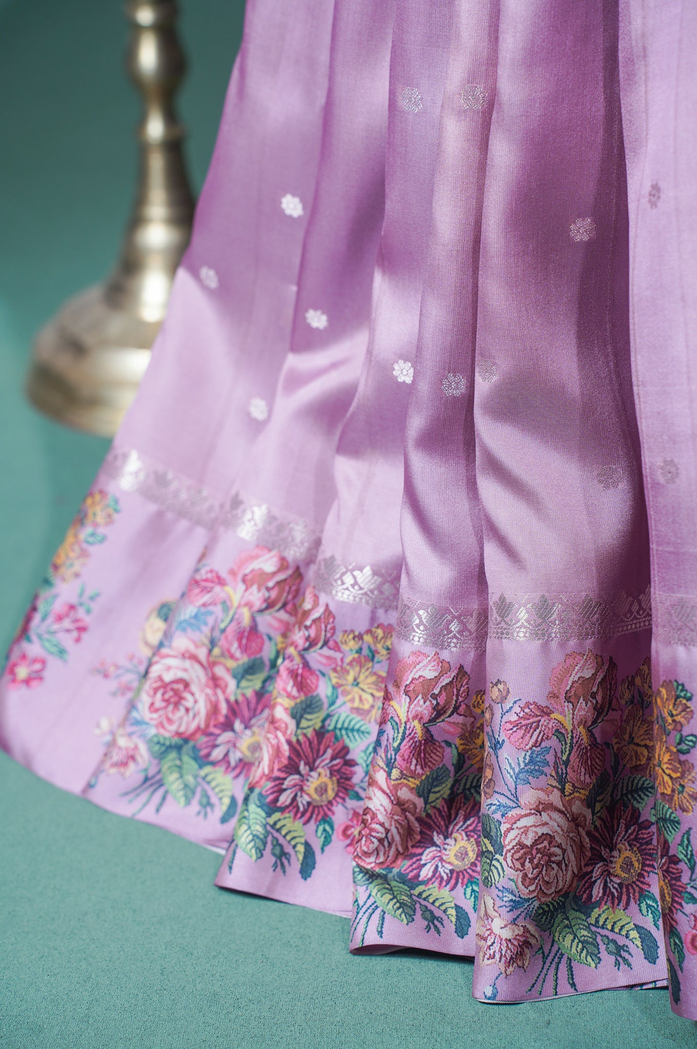 "UTSAV BANARAS 241" Banarasi Vintage Floral Block Print Soft Silk Saree