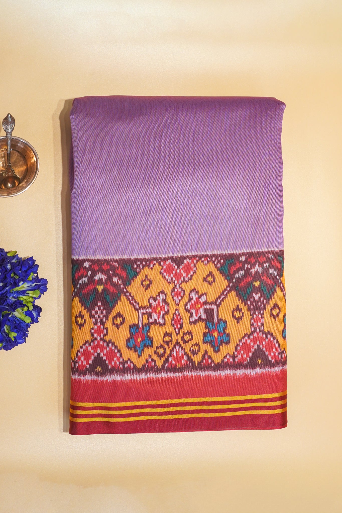 "UTSAV BANARAS 183" Banarasi Elegant Purple Silk Saree With Traditional Ikat Inspired Border