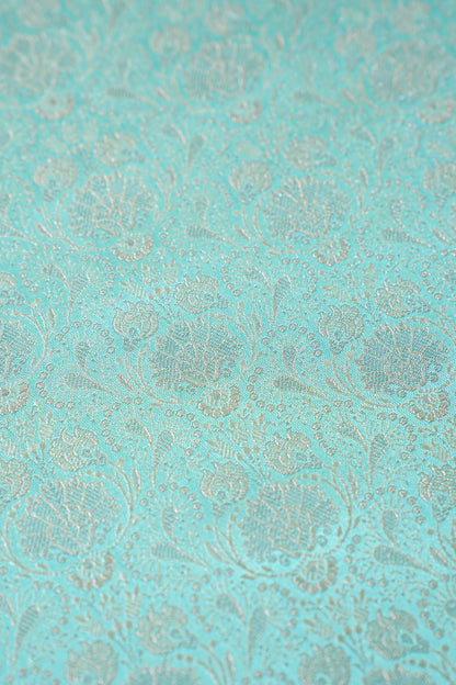 "MCF 23" Banarasi Sky Blue Handloom Tanchui Alfi Jaal Febric