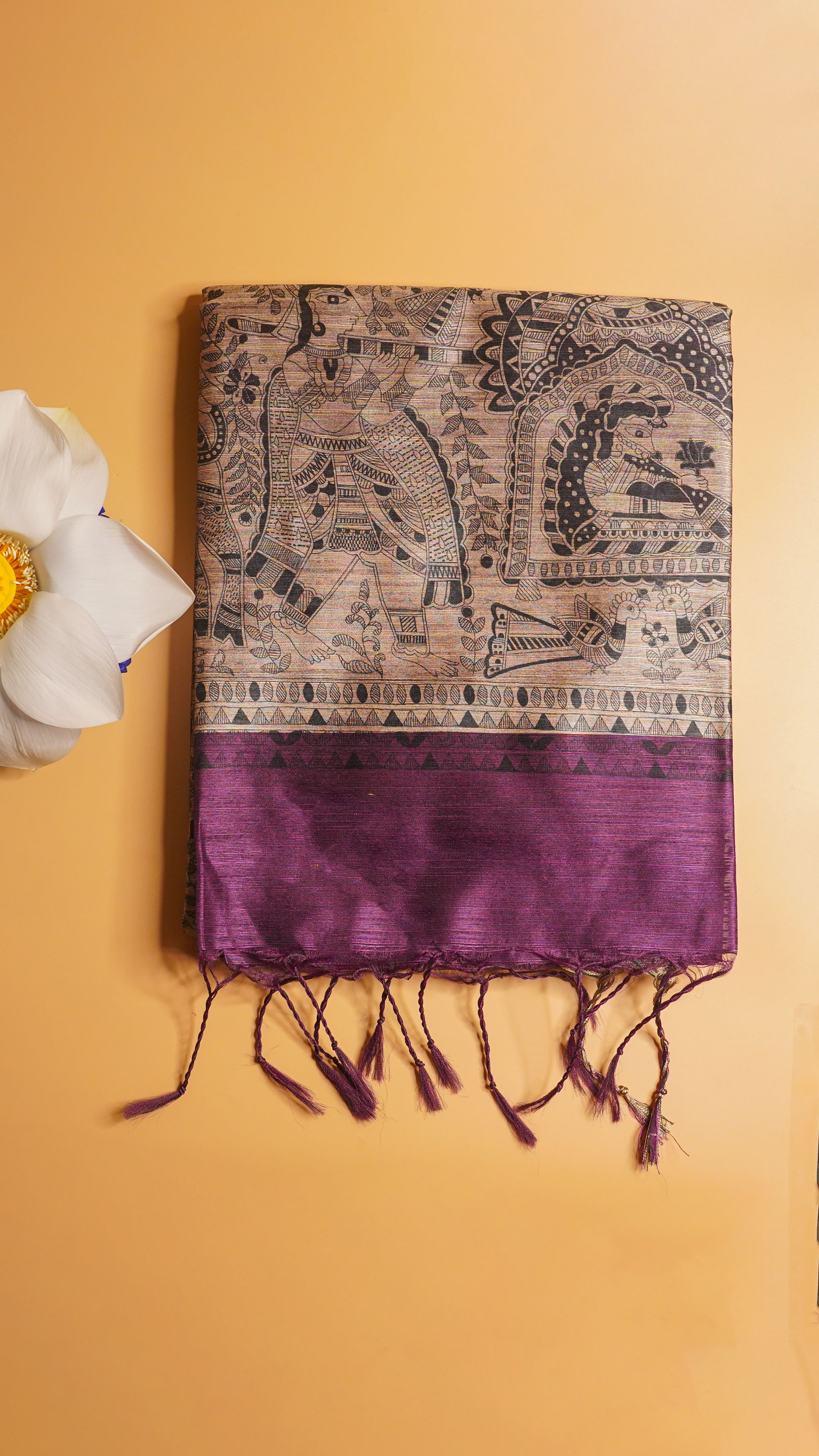 "UTSAV BANARAS 114" Banarasi Dark Purple Madhubani Silk Saree