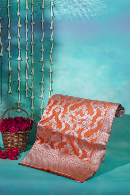 "VIRASAT 103" Dark Pink Pure Kadwa Jaal Banarasi Handloom Saree