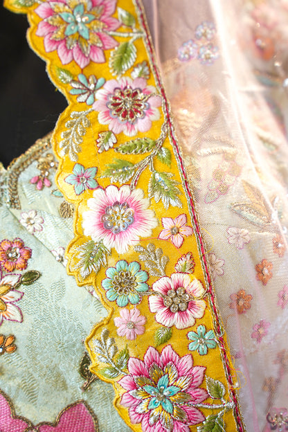 "MANSI 043" Banarasi Tanchui Silk Rangkat Lehenga With Sequence & Moti Work